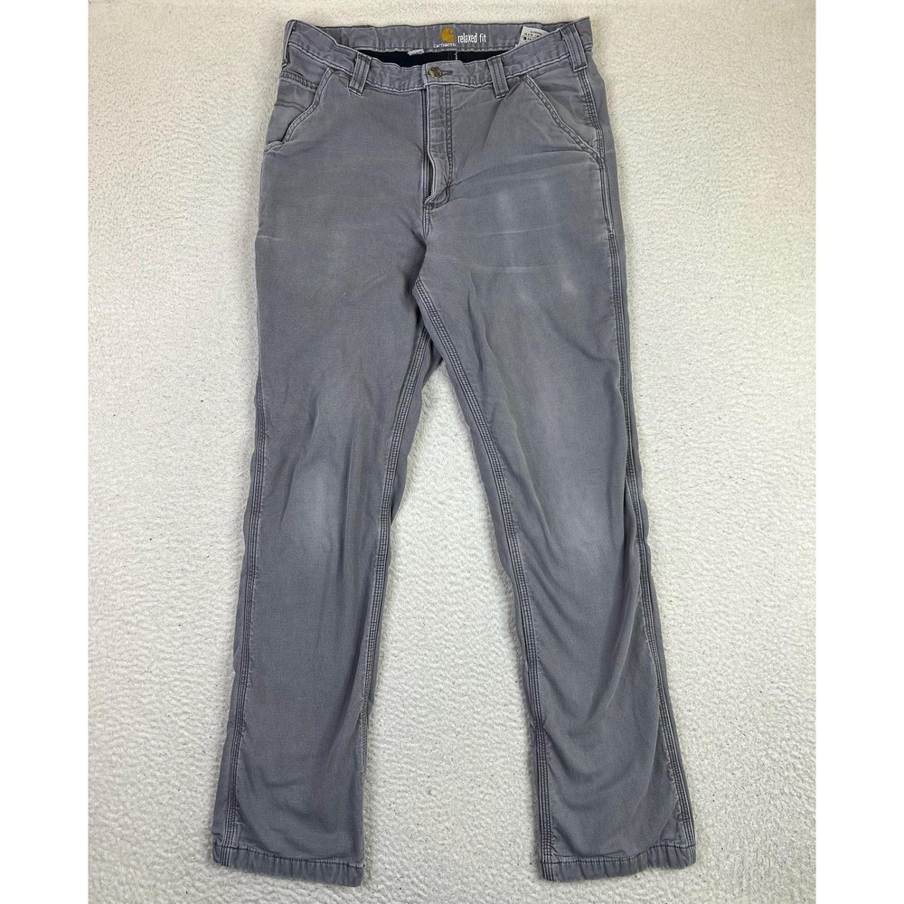 Carhartt Relaxed Fit Carpenter Pants Mens 34x32 Gray Lined Canvas Workwear